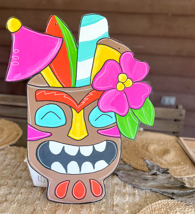 Hand-Painted Tiki Face Cup Door Hanger