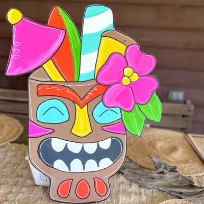 Hand-Painted Tiki Face Cup Door Hanger