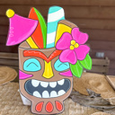  Hand-Painted Tiki Face Cup Door Hanger