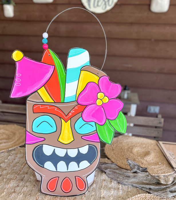 Hand-Painted Tiki Face Cup Door Hanger