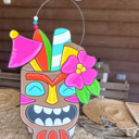  Hand-Painted Tiki Face Cup Door Hanger