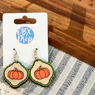 Hand-Painted Pumpkin Quarterfoil Earrings – OBX Handmade