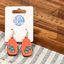  Hand-Painted Pumpkin Earrings with Blue Flower