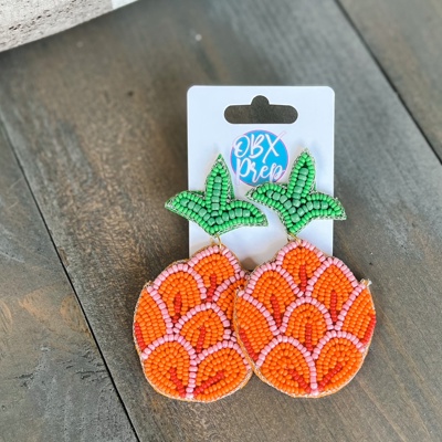 Preppy Pineapple Beaded Dangle Earrings 