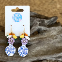  Hand-Painted Chinoiserie Vase Earrings with 3D Flowers – OBX Handmade