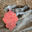  Firefighter Mask Acrylic Keychain – Rust & Flame Print – Round Keychain Made in the Outer Banks