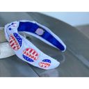  Patriotic Baseball Seed Beaded Top Knot Headband