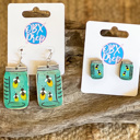  Firefly Jar Earrings – Hand-Painted Birch Wood in Stud or Dangle