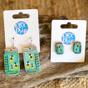  Firefly Jar Earrings – Hand-Painted Birch Wood in Stud or Dangle