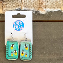  Firefly Jar Earrings – Hand-Painted Birch Wood in Stud or Dangle