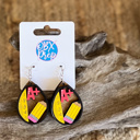  Teacher Collage Earrings – Hand-Painted 2-Layer Birch Wood