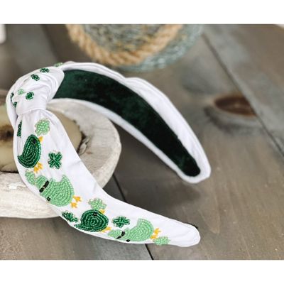 Bird St. Patrick's Day Seed Beaded Top Knot Headband – Festive & Fun! 🍀✨