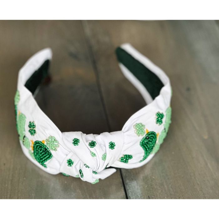 Bird St. Patrick's Day Seed Beaded Top Knot Headband – Festive & Fun! 🍀✨- President's Day Sale 