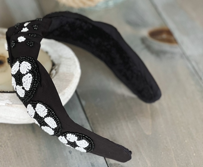Soccer Seed Beaded Team Spirit Top Knot Headband