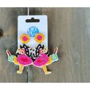  Flamingo on Vacation Seed Beaded Earrings – Tropical Statement Earrings