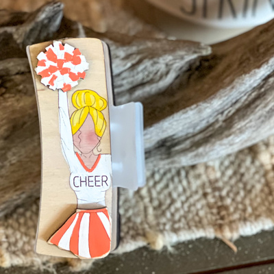 Custom Cheerleader Hair Claw – Hand Painted Birch Wood