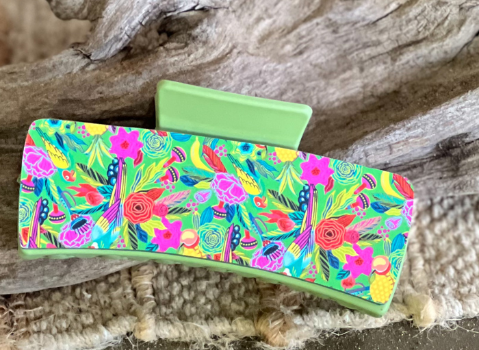 Tropical Bird Hair Claw | Bold Printed Acrylic Clip | Handmade in OBX