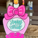  Hand-Painted Happy Birthday Door Hanger – Preppy Pink Cake Design