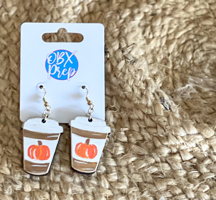 Pumpkin Spice Latte Hand-Painted Earrings