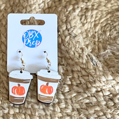 Pumpkin Spice Latte Hand-Painted Earrings