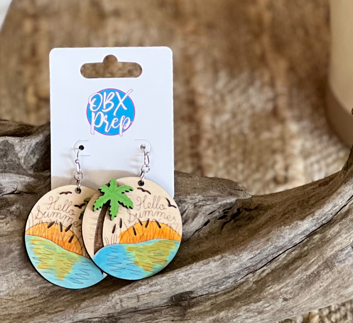 Hello Summer Hand-Painted Birch Wood Earrings