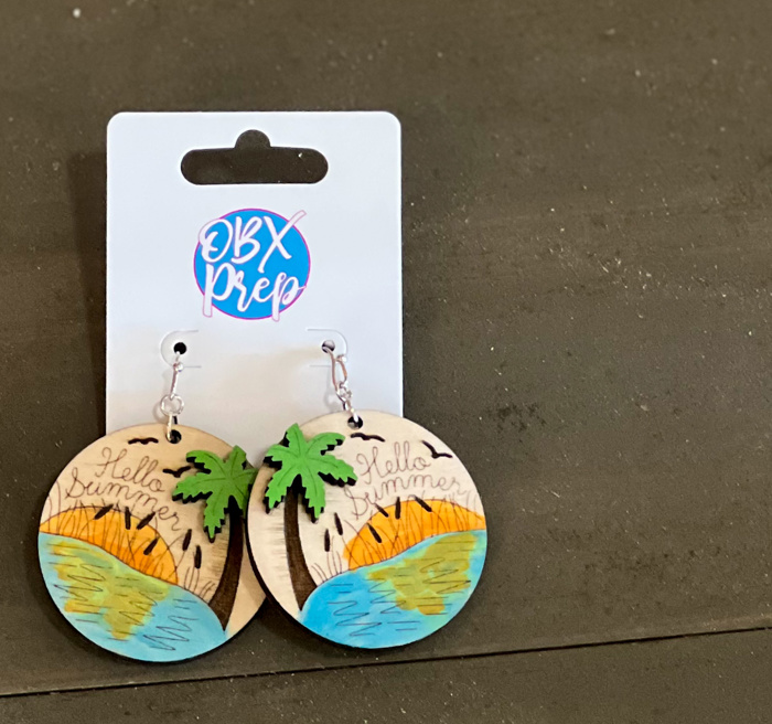 Hello Summer Hand-Painted Birch Wood Earrings