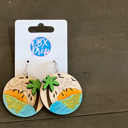  Hello Summer Hand-Painted Birch Wood Earrings