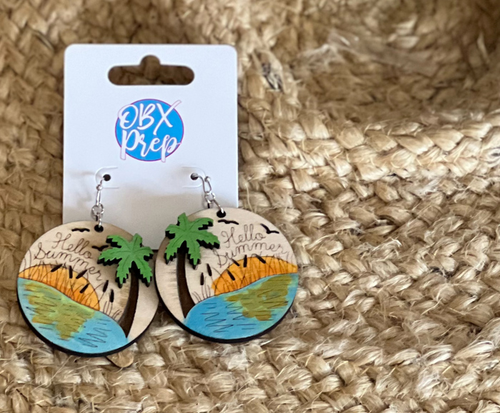 Hello Summer Hand-Painted Birch Wood Earrings