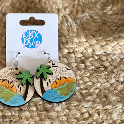 Hello Summer Hand-Painted Birch Wood Earrings