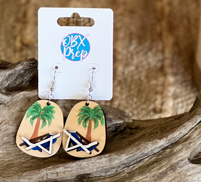 Adirondack Beach Scene Hand-Painted Earrings