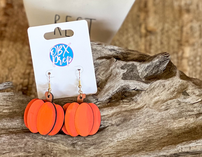 Hand-Painted Layered Pumpkin Earrings – Handmade in the Outer Banks