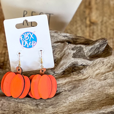 Hand-Painted Layered Pumpkin Earrings – Handmade in the Outer Banks