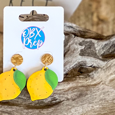 Hand-Painted Lemon Drop Earrings | Birch Wood | Resort Preppy Style