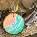 Beach  Hand-Painted Coastal Ornament Set | Grandmillennial Preppy Christmas Decor | OBX Handmade Wood Slices
