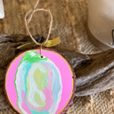 Oyster  Hand-Painted Coastal Ornament Set | Grandmillennial Preppy Christmas Decor | OBX Handmade Wood Slices