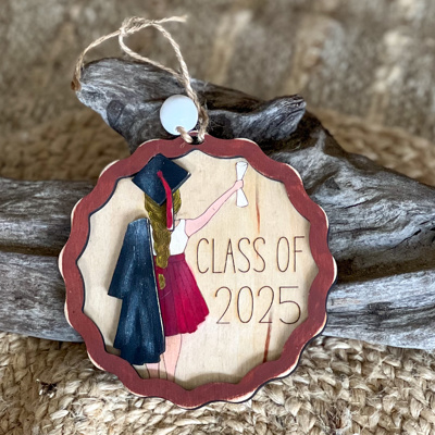 2025 Graduation Ornament – Hand Painted, Personalized, Handmade