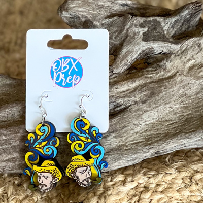 Starry Night Van Gogh Face Hand-Painted Birch Earrings – Handmade in the OBX