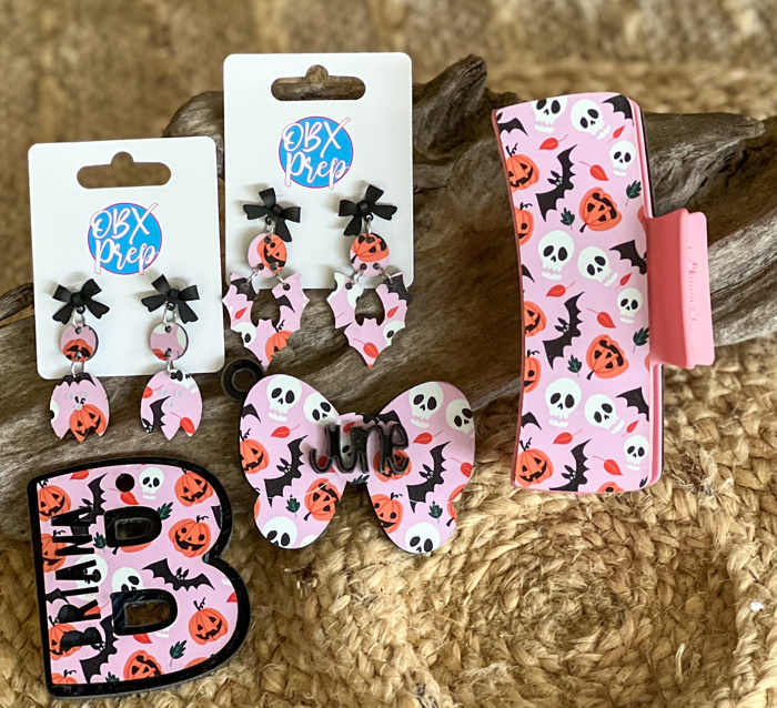 Spooky Coquette Personalized Halloween Bow Bag Tag – Custom Name, OBX Handmade
