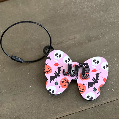 Spooky Coquette Personalized Halloween Bow Bag Tag – Custom Name, OBX Handmade