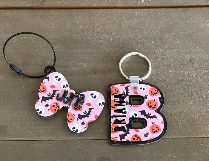 Spooky Coquette Personalized Halloween Bow Bag Tag – Custom Name, OBX Handmade