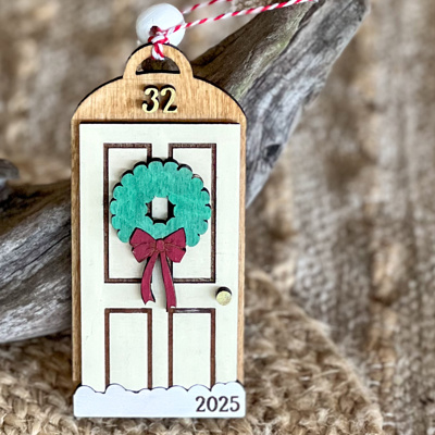 Personalized New Home Christmas Ornament – Hand-Painted Birch Wood