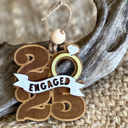  2025 Engagement Christmas Ornament – Newly Engaged Couple Gift, Hand-Painted Wooden Ring Ornament, Holiday Keepsake