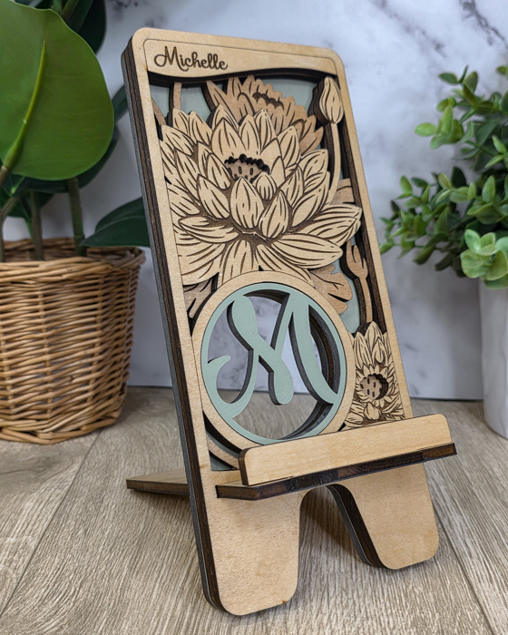 Personalized Monogram Phone Stand- Choice of Layered Backgrounds 