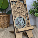 Lotus Personalized Monogram Phone Stand- Choice of Layered Backgrounds 