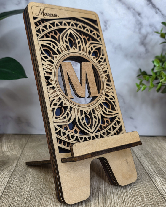 Personalized Monogram Phone Stand- Choice of Layered Backgrounds 