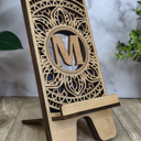 Mandala 3 Personalized Monogram Phone Stand- Choice of Layered Backgrounds 