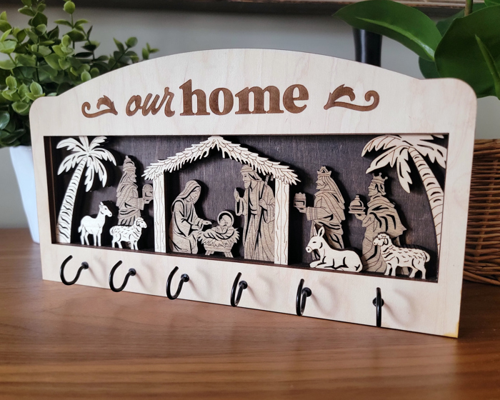 Interchangeable Key Hanger | Seasonal Holiday Wall Organizer | Handmade Birch Key Holder OBX
