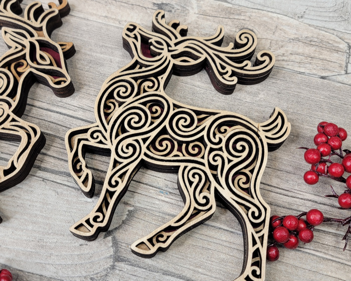 Modern Christmas Décor Collection | Baltic Birch Reindeer & Tree Set | OBX Made Minimalist Holiday Decorations