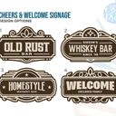  Cheers & Welcome Bar Sign – Custom Whiskey Bar Sign – Hand Painted OBX Bar Decor