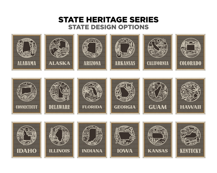 State Heritage Collection – Handcrafted Wooden State Signs & Ornaments | 52 Designs Including All 50 States, Puerto Rico & Guam